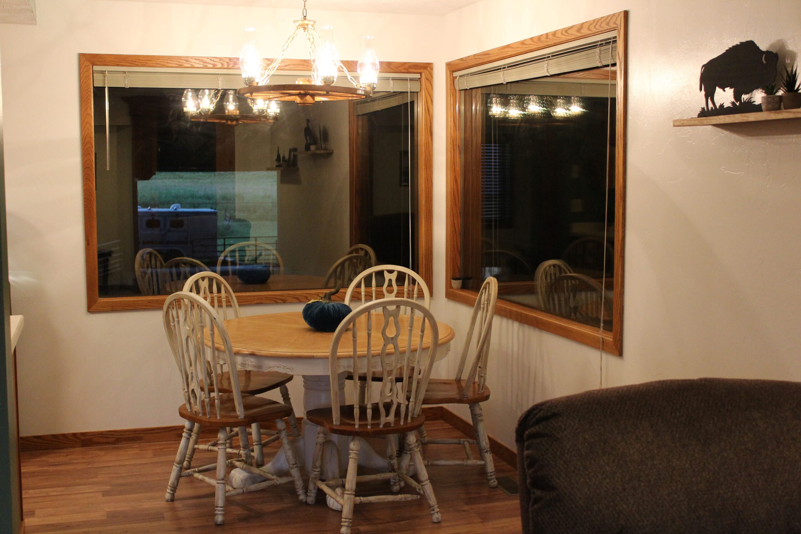 dining table and arena windows